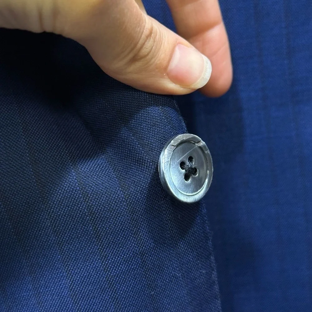Isaia Napoli Men Blue Pinstripe 160's Aquaspider Wool‎ Suit 52 IT 42 US 8R